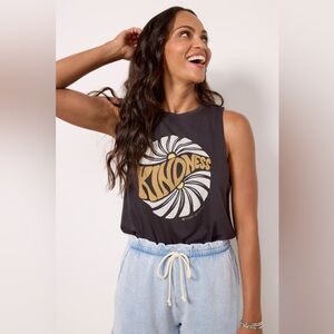 Spiritual Gangster Kindness High Neck Cotton Crop Tank Top Black Yoga L NWT